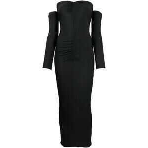 Fleur Du Mal Black Bandeau Ruched Midi Dress NWT M